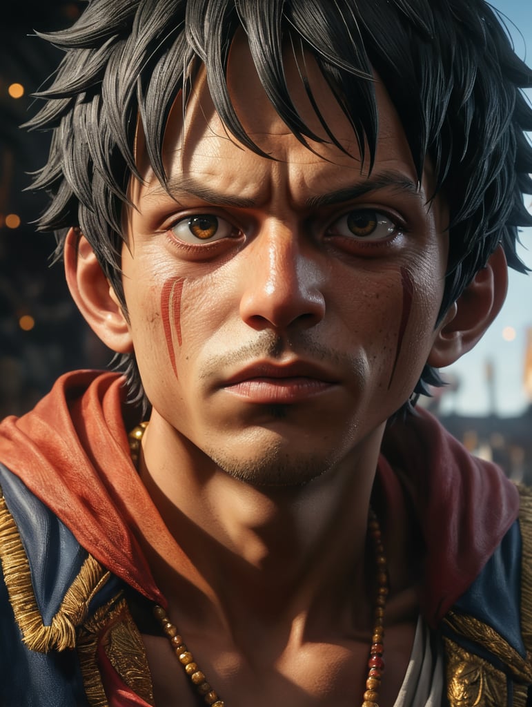 one piece luffy teenager with morning light without background