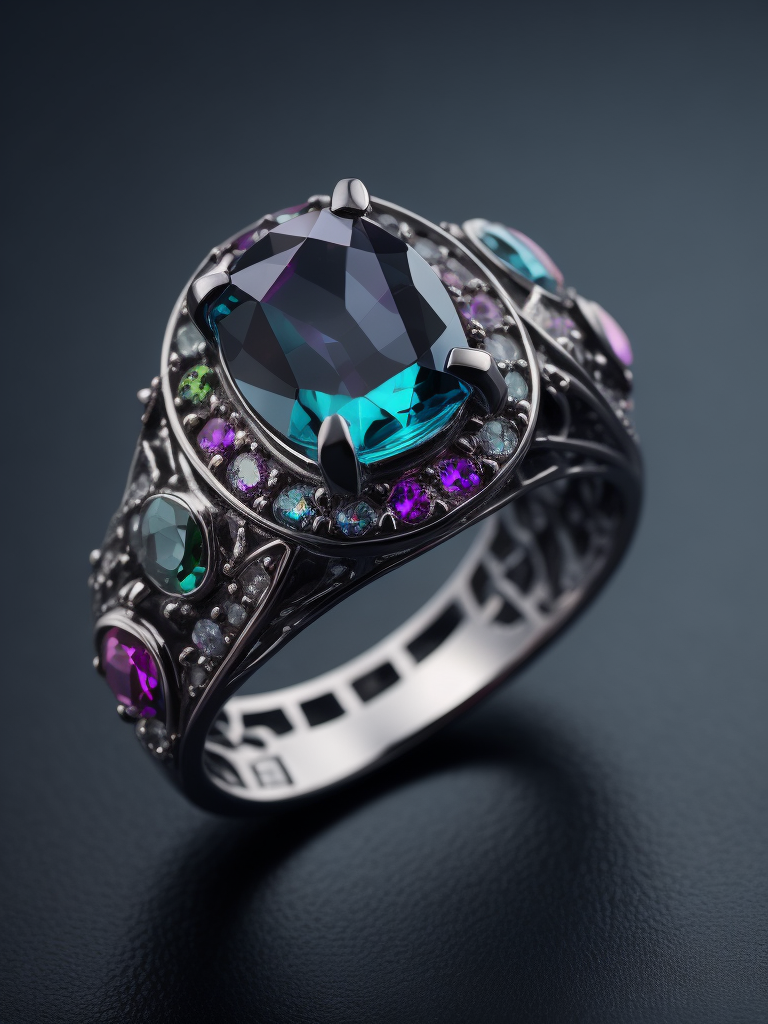 Platinum queen ring with colourful gems