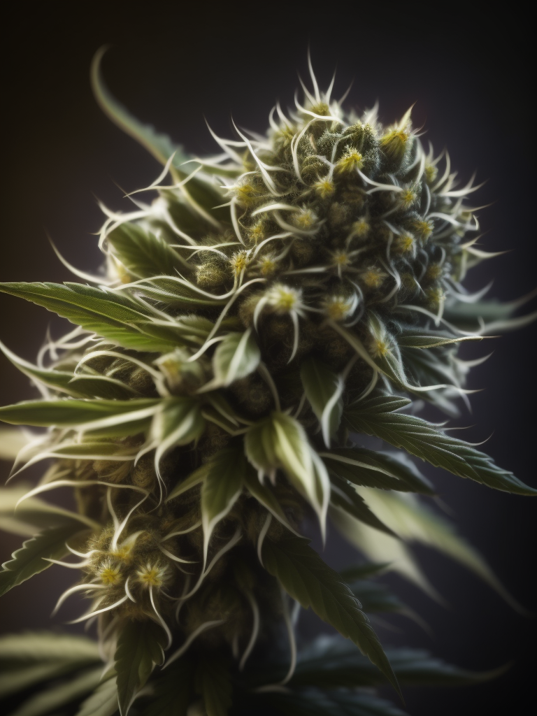 A macro photo of a cannabis flower, macro photography, close-up, high-quality details, deep focus, professional shot
