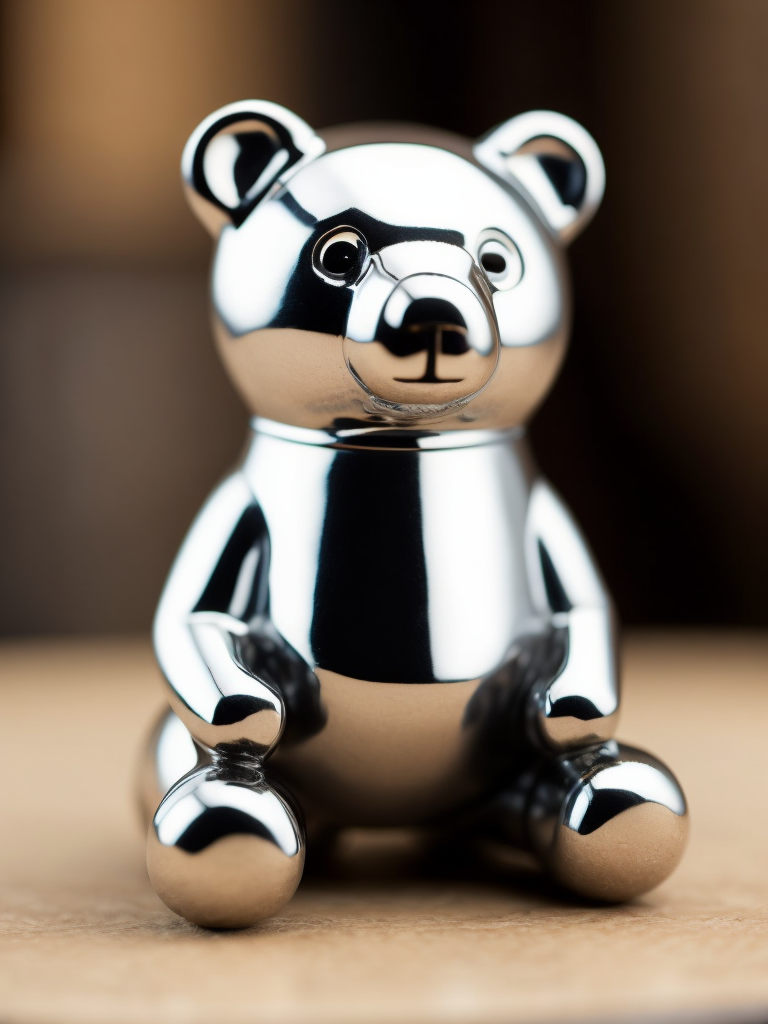 small chrome figure of a bear toy