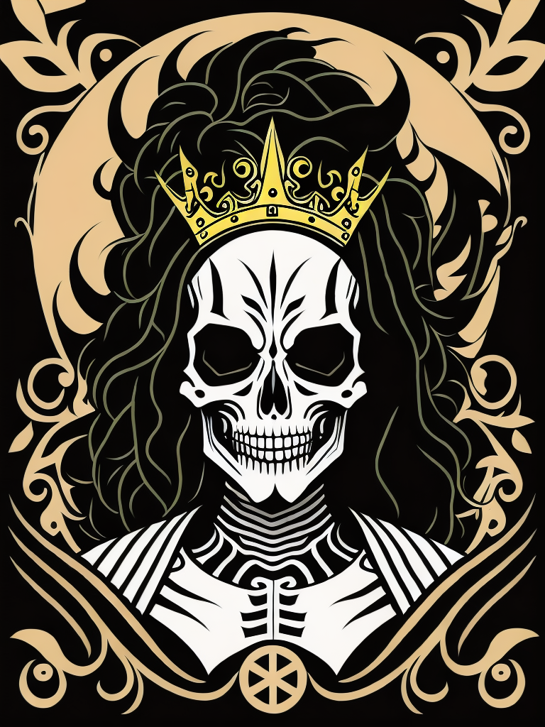 A vector art of a queen skeleton tattoo