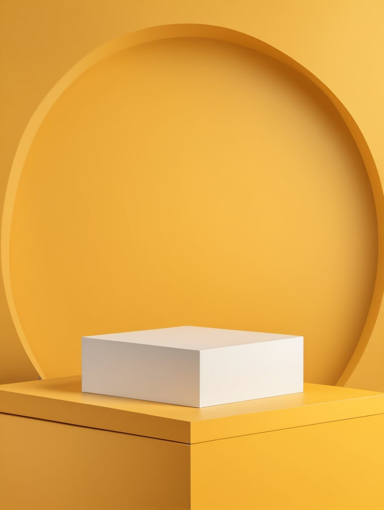 Современный минимальный макет подиум дисплей желтый фон 3d визуализация