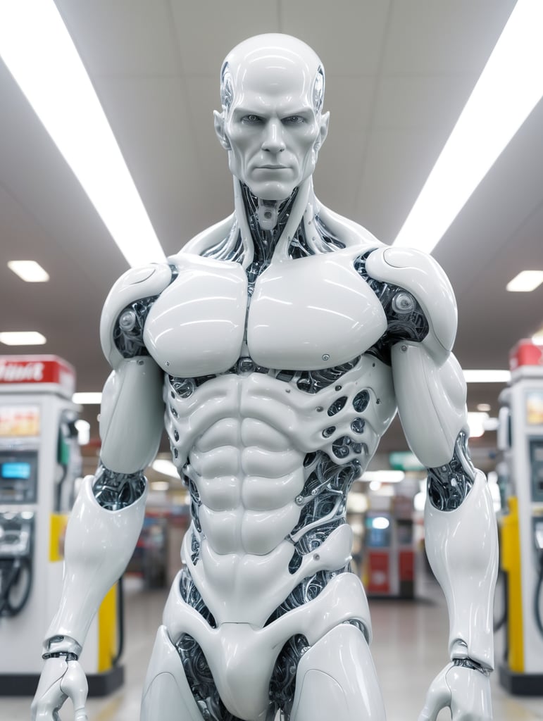 detailed photos of something humanoid men made entirely of otherworldly luminescent and translucent liquid materials, on night gas station, you can see all the inside of his body, supernatural style, realistic style, infinite ultra high definition image quality and rendering, infinite image detail, infinite realistic render, infinite realistic RTX global illumination, infinite special effect