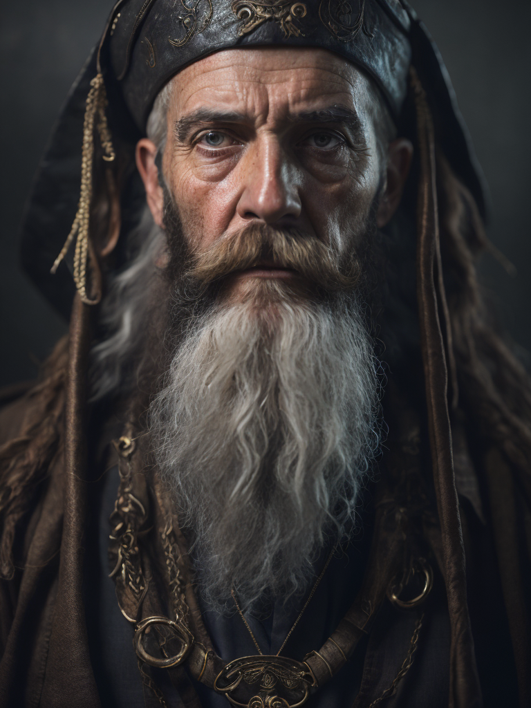 old pirate with octopus beard, dark scene, dark atmosphere, epic shot, sharp on details