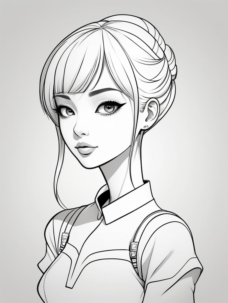 draw a single human stylistic line character with cartoon style