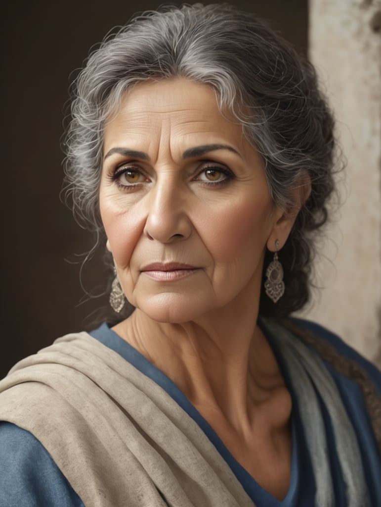 BEAUTIFUL 60 YEAR OLD GREEK WOMAN, REALISTIC
