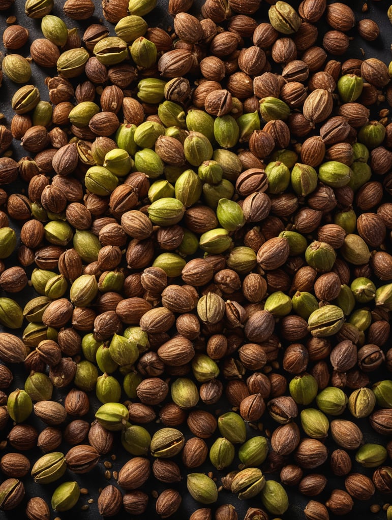 Create a background with an Explosion of pistache nuts, with a lot of space between them, realistic quality