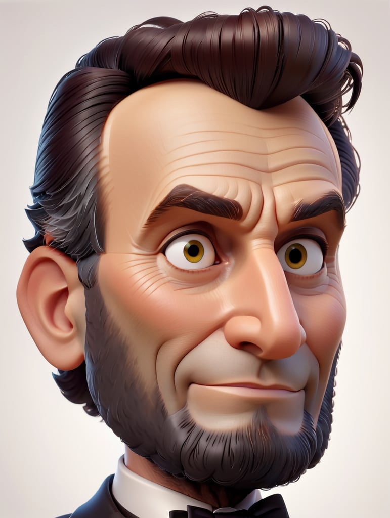 Half-body Portrait of Abraham Lincoln, bright and saturated colors, highly detailed, sharp focus, Bright expressive, Dramatic Lighting, Depth of field, Incredibly high detailed, on a white background