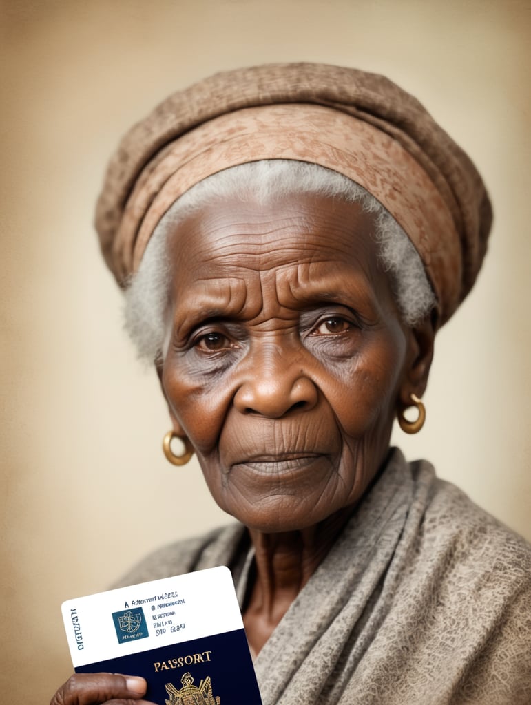 An African old women (just a passport image ) of almost 80 year , with a blur background