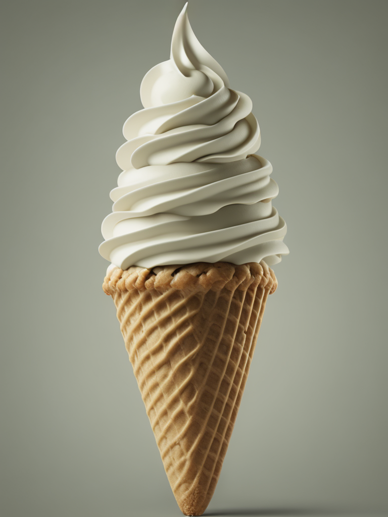 white ice cream cone on white background desaturated background, solid cone