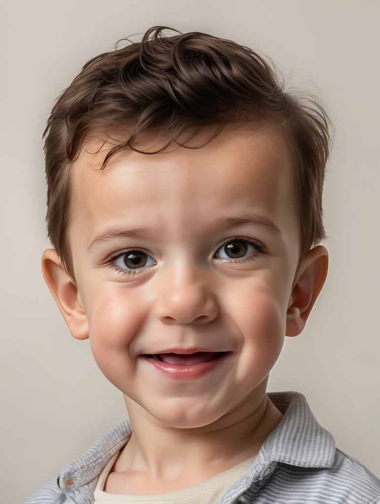 portrait of Tom Holland as a kid, 6 month old, happy emotions on his face