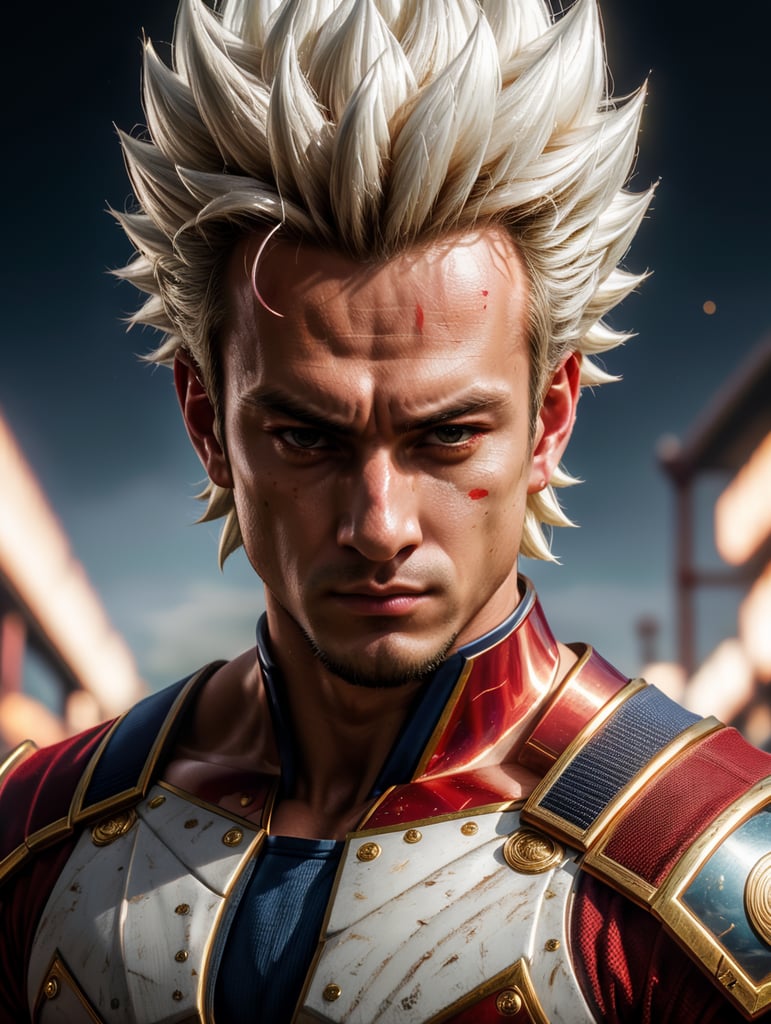 Vegeto super saiyan White and Red Clothes, 2D art, anime art style