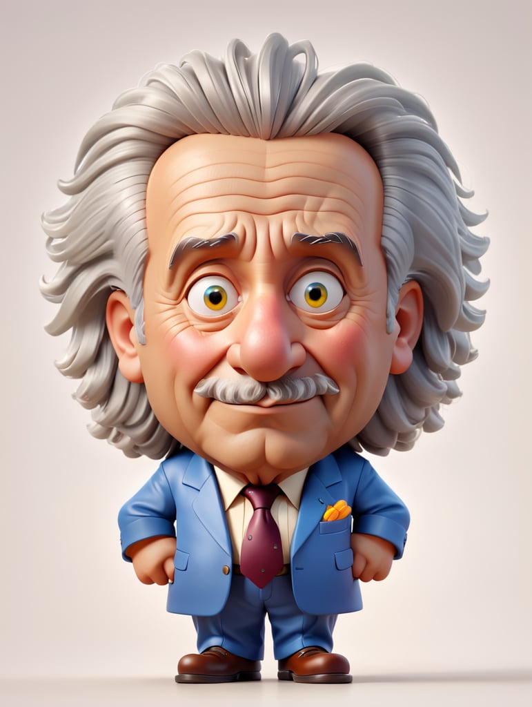 standing centered Portrait of Albert Einstein, bright and saturated colors, highly detailed, sharp focus, Bright expressive, Dramatic Lighting, Depth of field, Incredibly high detailed, on a white background