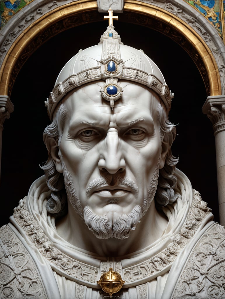 decapitated head of a bishop from the 3rd century church statue notre dame cathedral white image white stone high resolution white colors