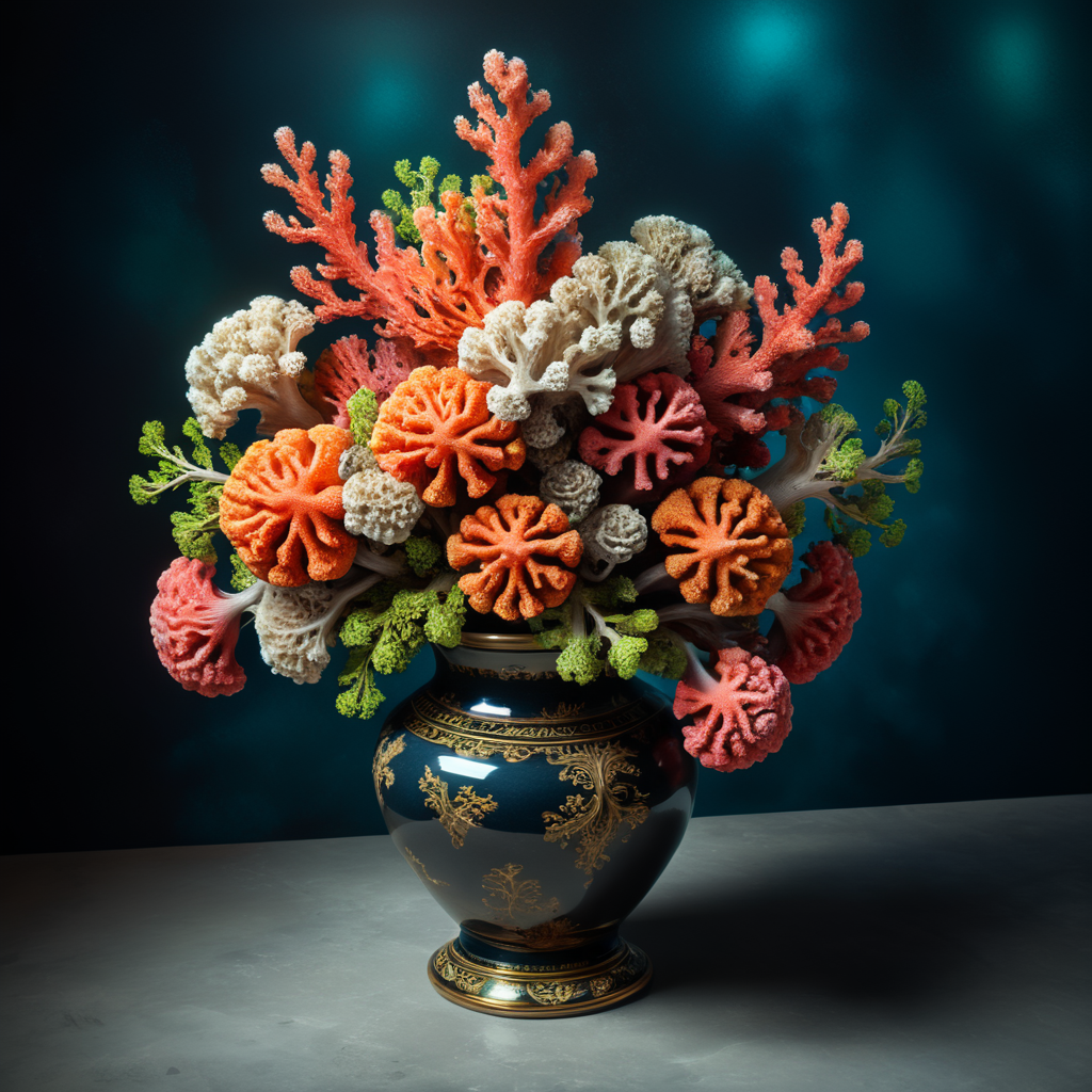 a bouquet of beautiful corals in a vase