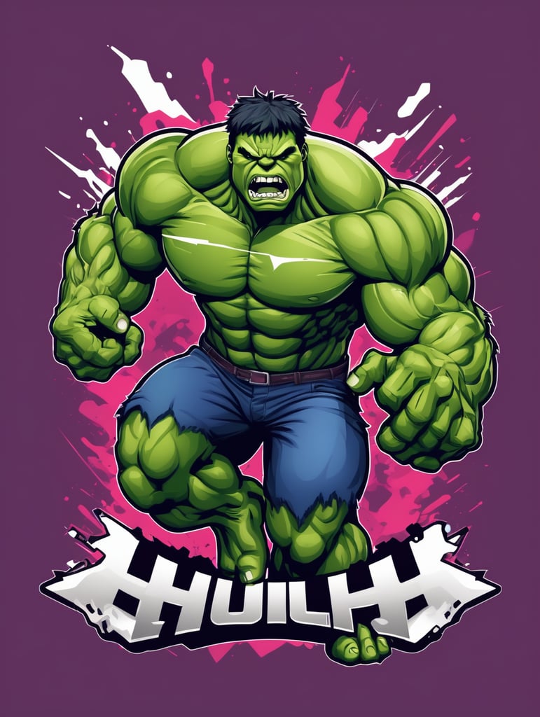 Vector Hulk smash mascot logo, e-gaming, bright colors, Gaming Logo, vector image