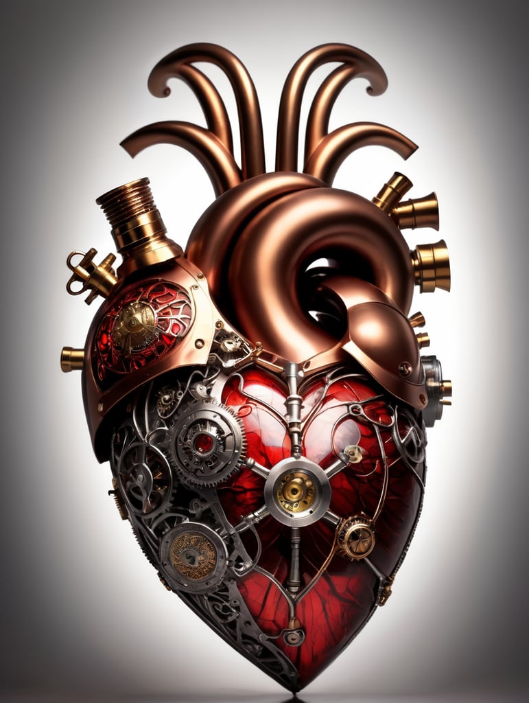 human heart made by a skilled craftsman in medieval steampunk style
