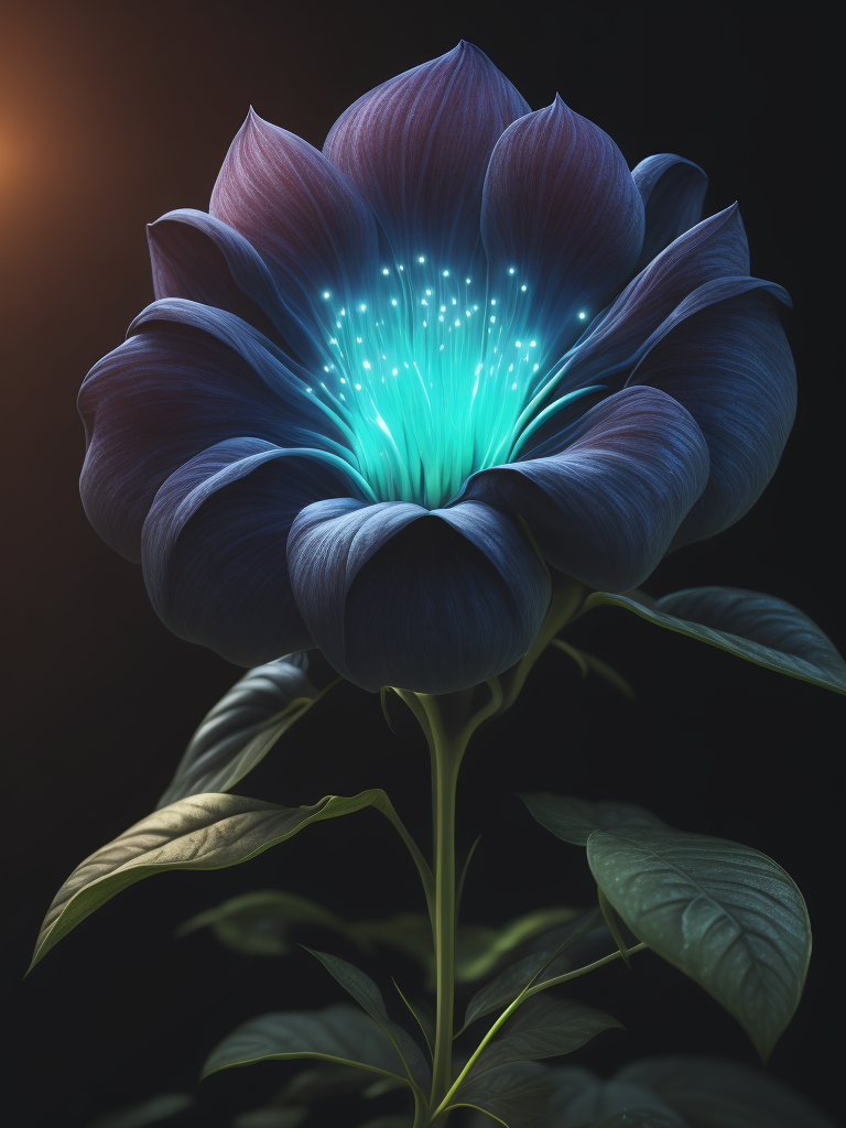 Bioluminescent Flower, Glowing Bioluminescence Alien Plant