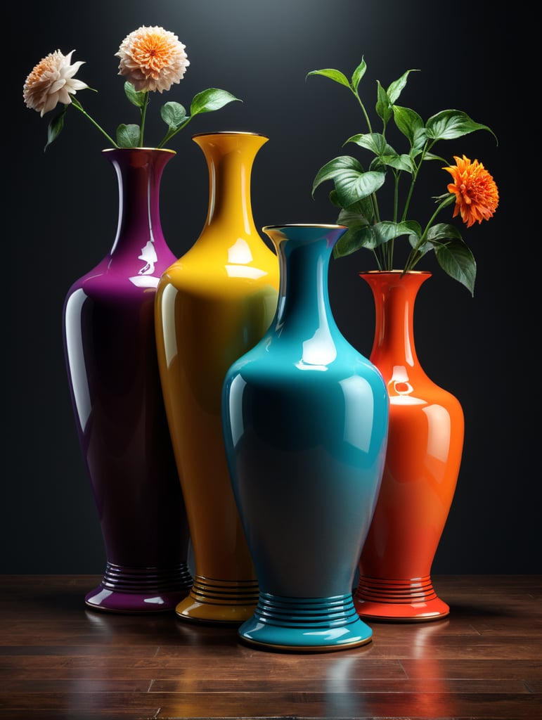 Una serie de 3 jarrones minimalistas con colores vibrantes inspirados en la estética de el mundo de los sneaker