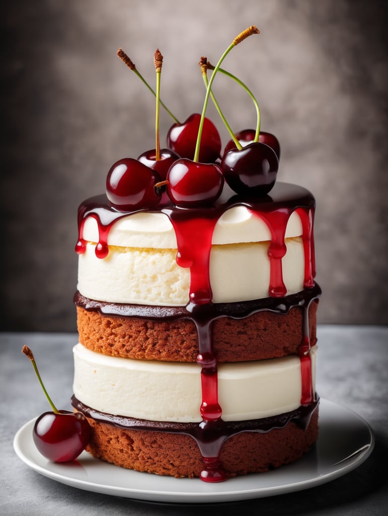 fine cake with one cherry