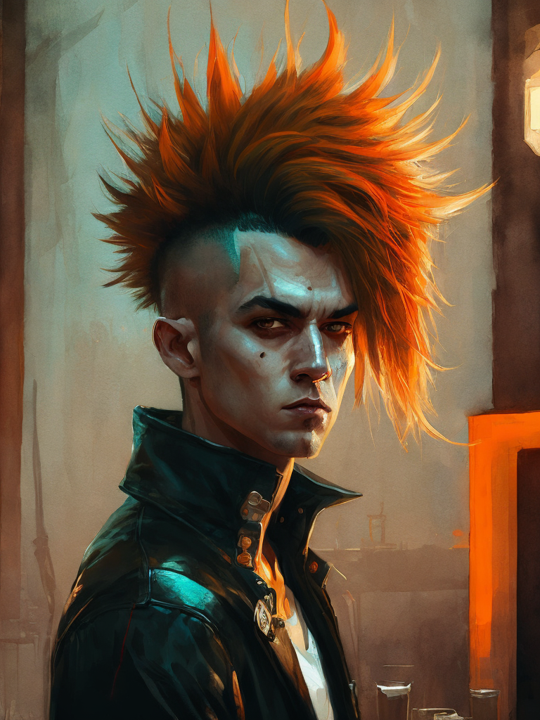 Portrait of a punk rocker in a bar