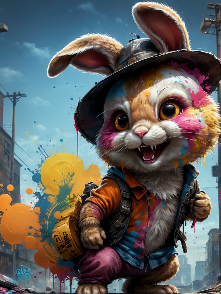 Whole image as a bunny in grafitti style. Must have transparent background.