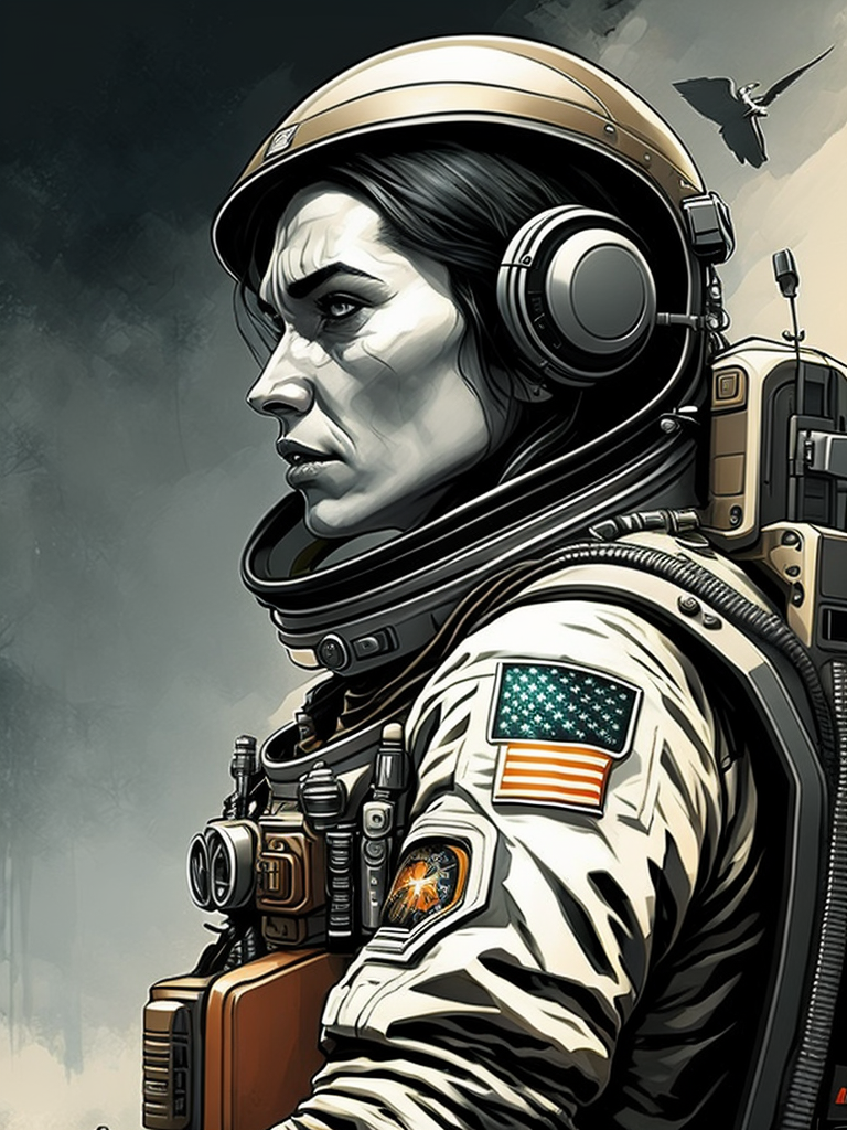 A black and white drawing of an astronaut, an ambient occlusion render by esao, cgsociety, space art, sci-fi, chillwave, ue5