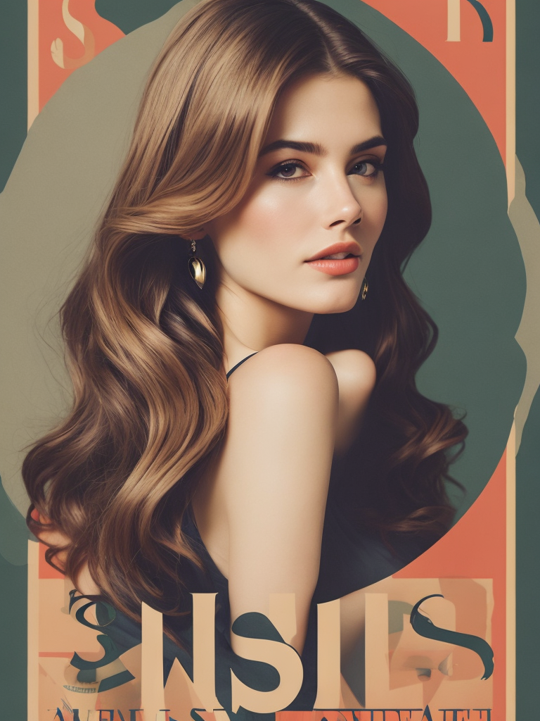 portrait of beautiful girl vintage poster style 60s