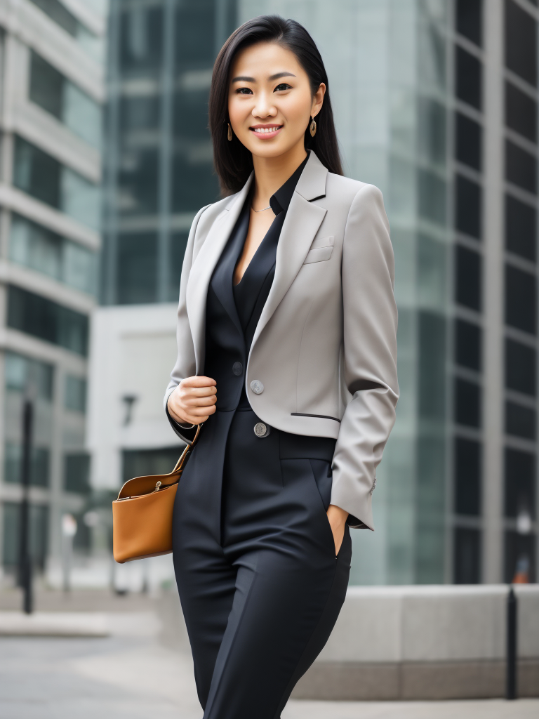 young modern asian business lady in business suit