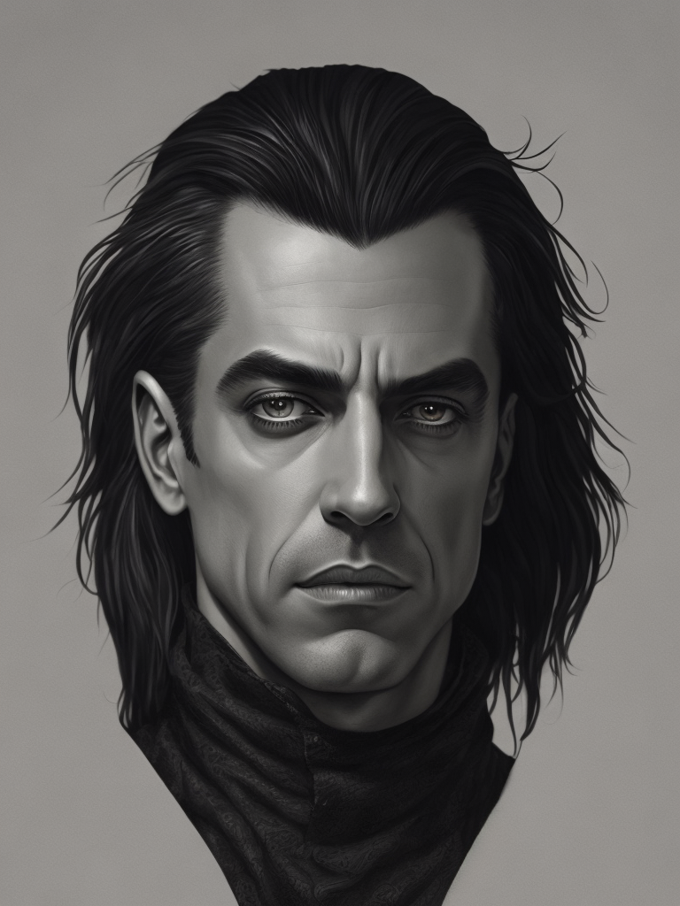 Portrait of Till Lindemann, Illustration, Concept Art, Cover Art, Gothic, detailed face, style of Santiago Caruso