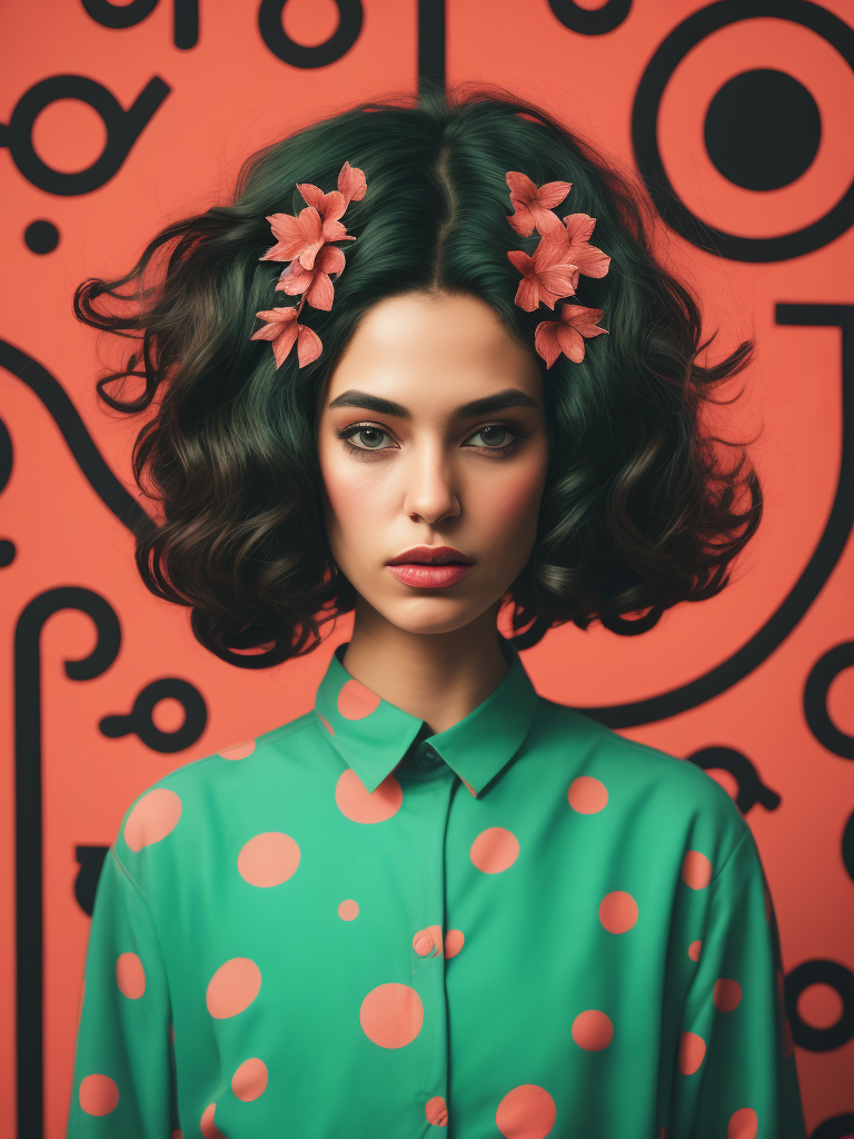 pink green black cream noise patterns risograph girl, happy surrealism, fashion, shot on sony, edited with Maya, Nuke, Blender, Fusion, Houdini