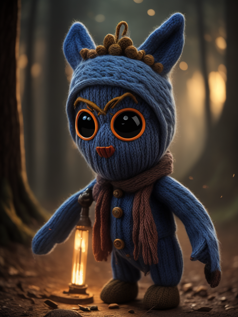 Fungus the boogeyman as a knitted toy