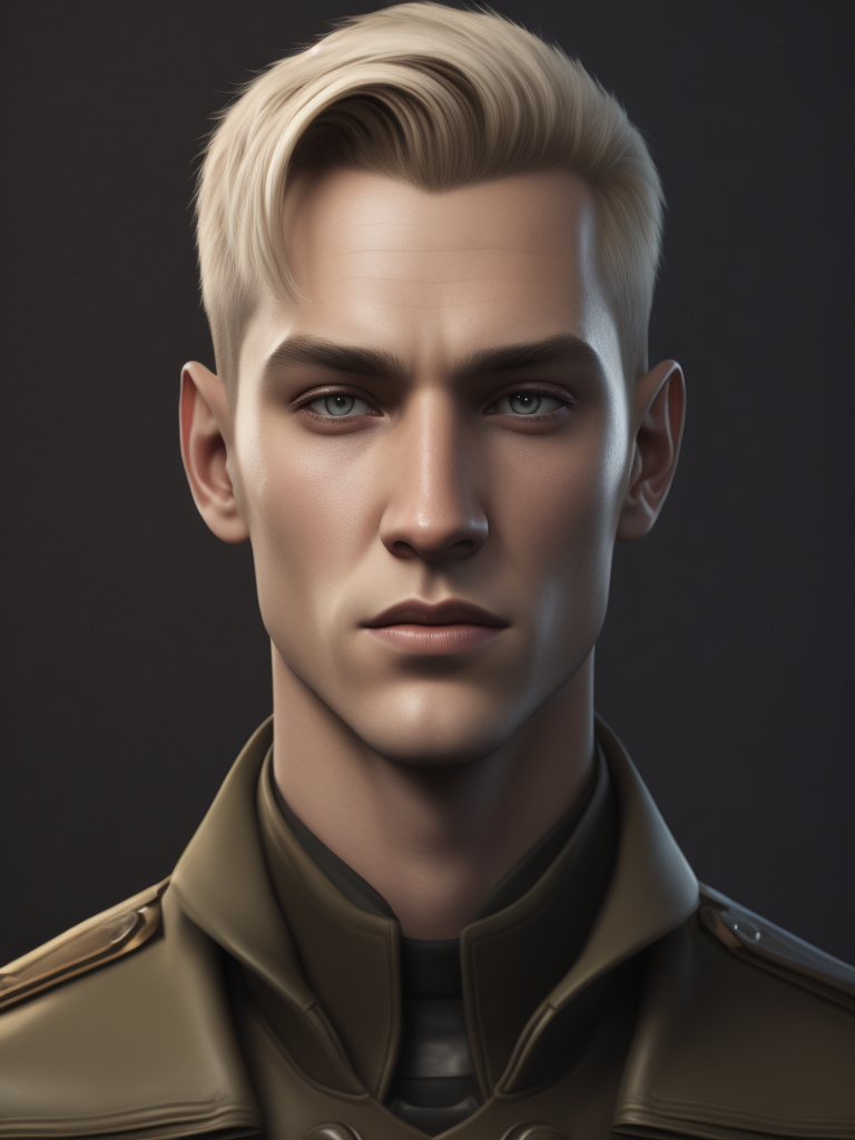 white male young blond face front view military