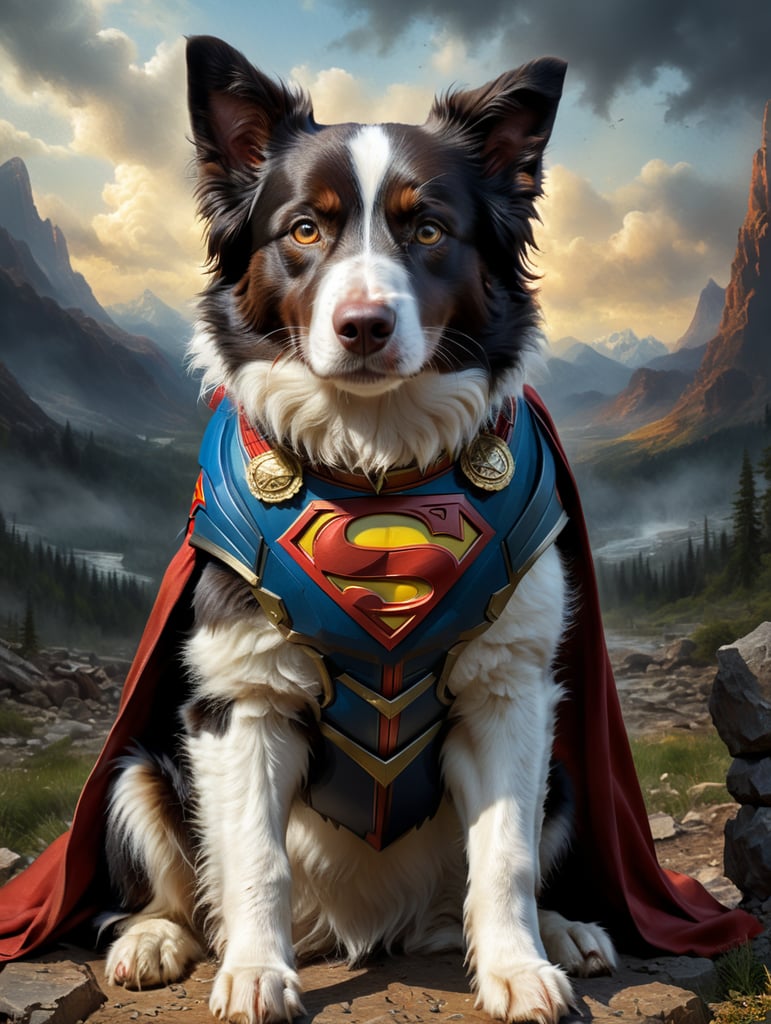 Baron brownish white border collie dog superman