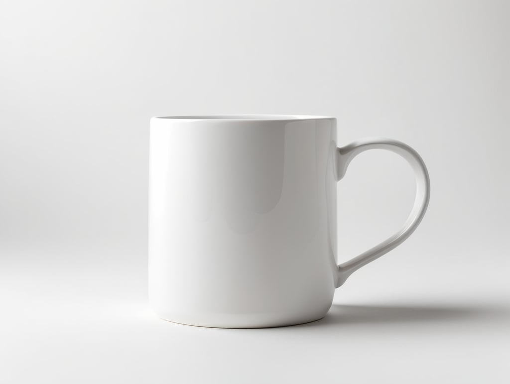 White strait ceramic mug, white background, isolated, mock up, mockup