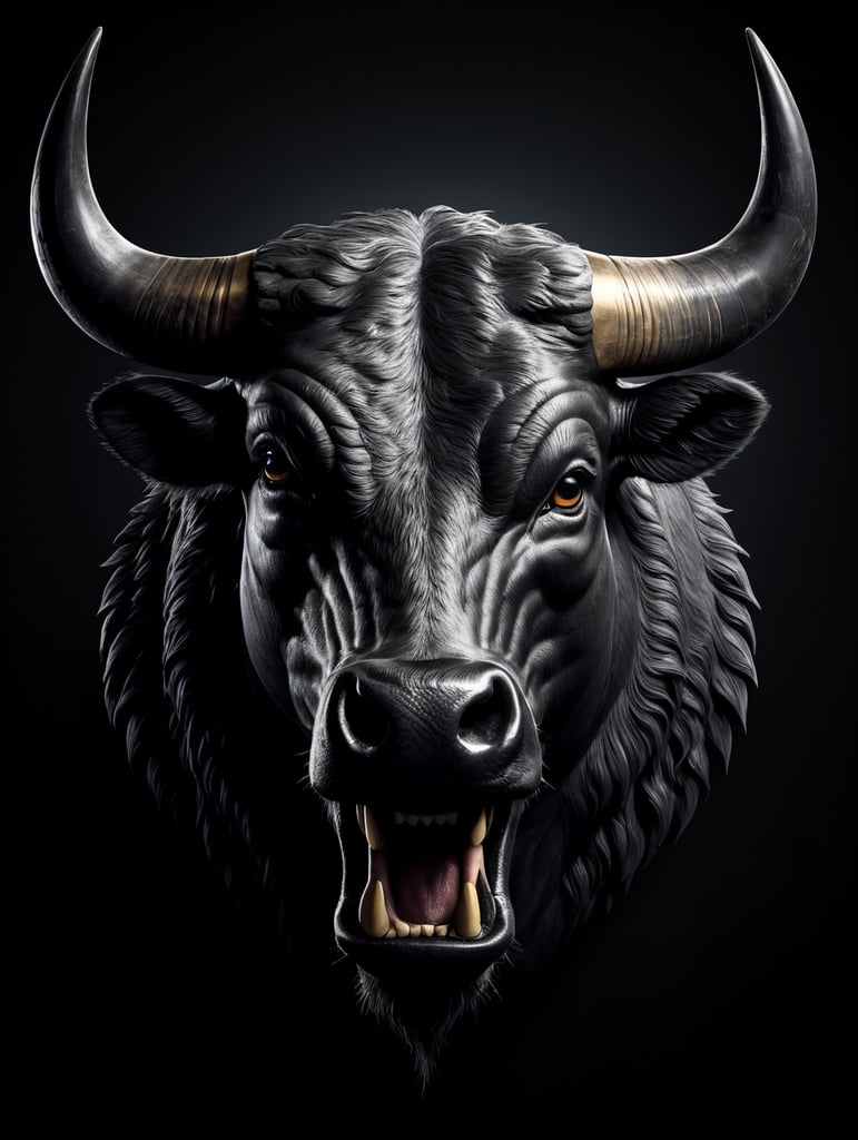 VECTOR MINIMALIST BULL HEAD LOGO IN BLACK