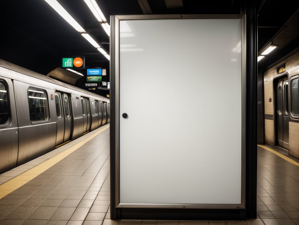 subway blank white billboard, mockup, mock up