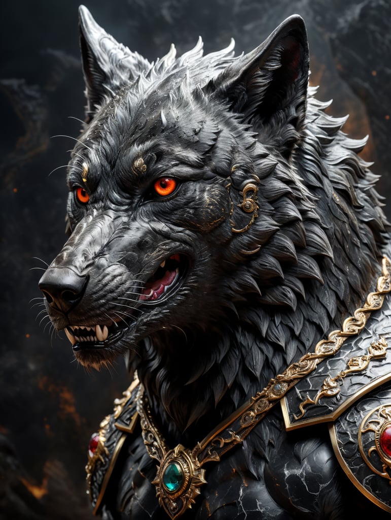 black marble wolf in the style of m4rblescnew