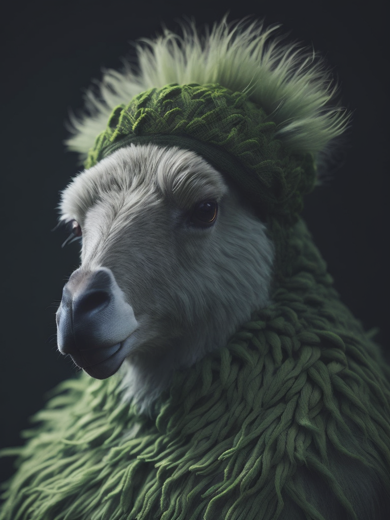 Knitted green lama