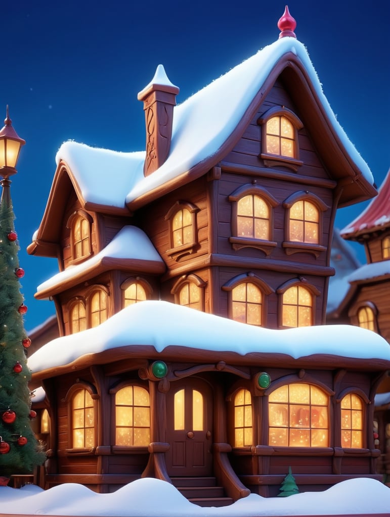Beautiful brown big shiny funny santa clause house