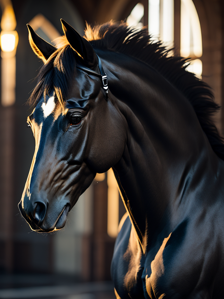 hyper-realistic, ultra-detailed photograph of black horse with a big black of crow's wings. Dark Renaissance ottoman mosque background, photo realistic, golden jewelry, dark, sunlight fractal details, depth of field, HOF, hall of fame, detailed gorgeous face, apocalyptic environment, natural body posture, professional photographer, captured with professional DSLR camera, trending on Artstation, 64k, ultra-detailed, ultra-accurate detailed, bokeh lighting, surrealism