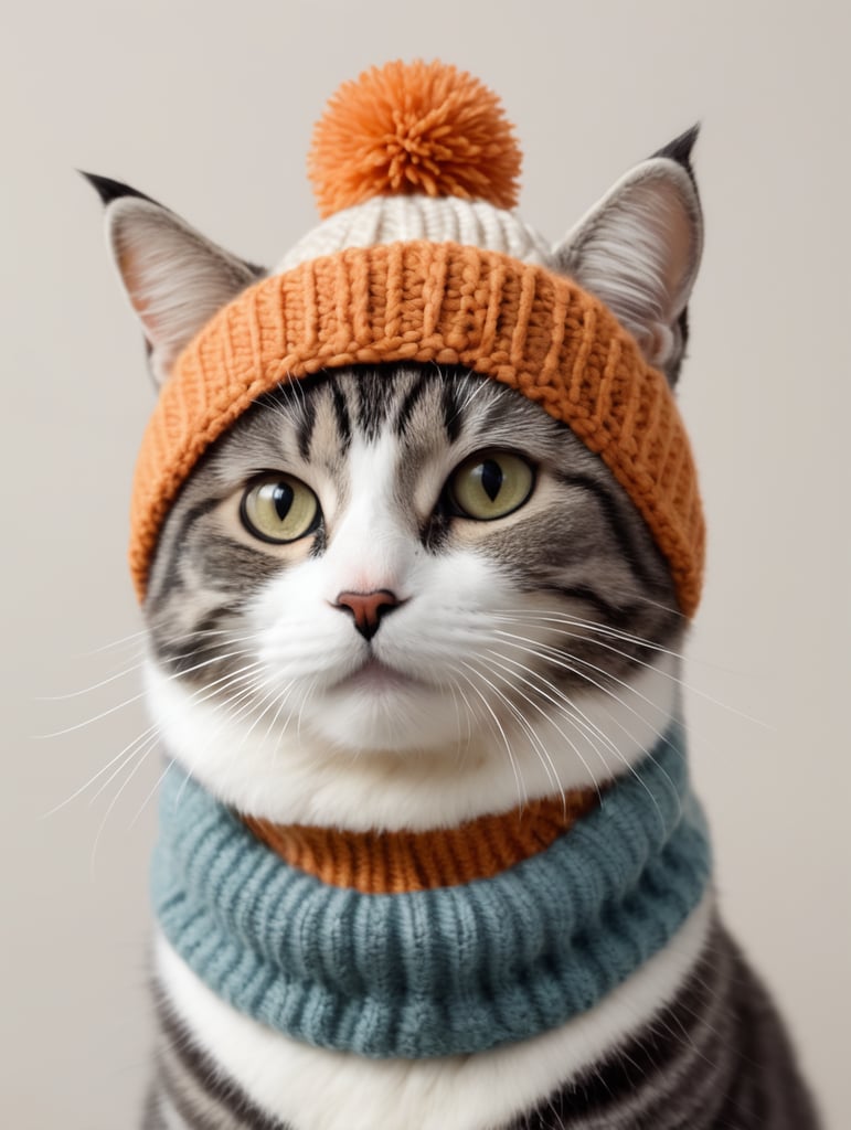 A cute cat dressed up wearing a knit Yoshi hat