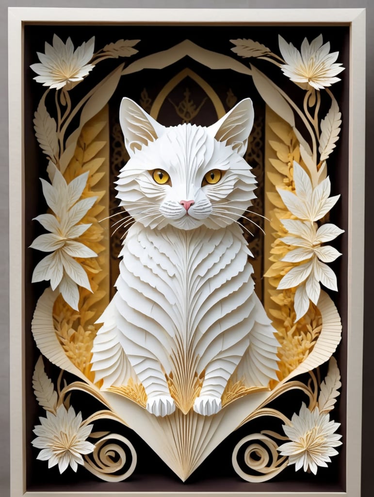 A mythological frontal picture of watson White cat