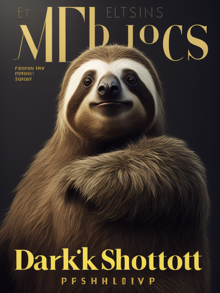 A sloth on the cover of a fashion magazine