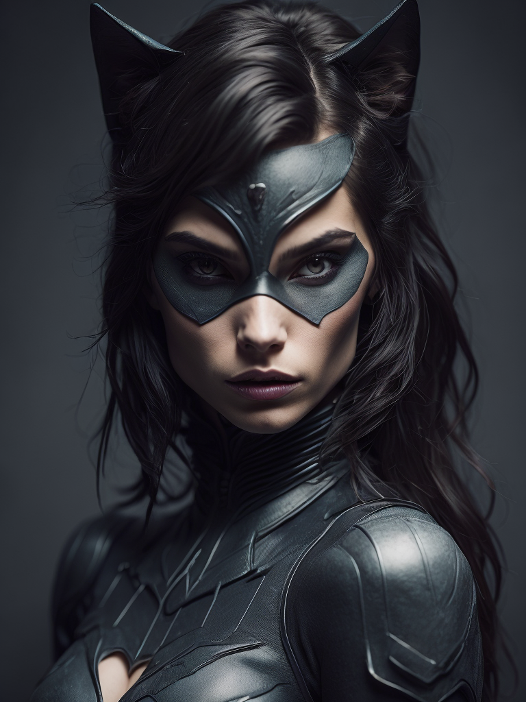Cat woman hiperrealistic epic