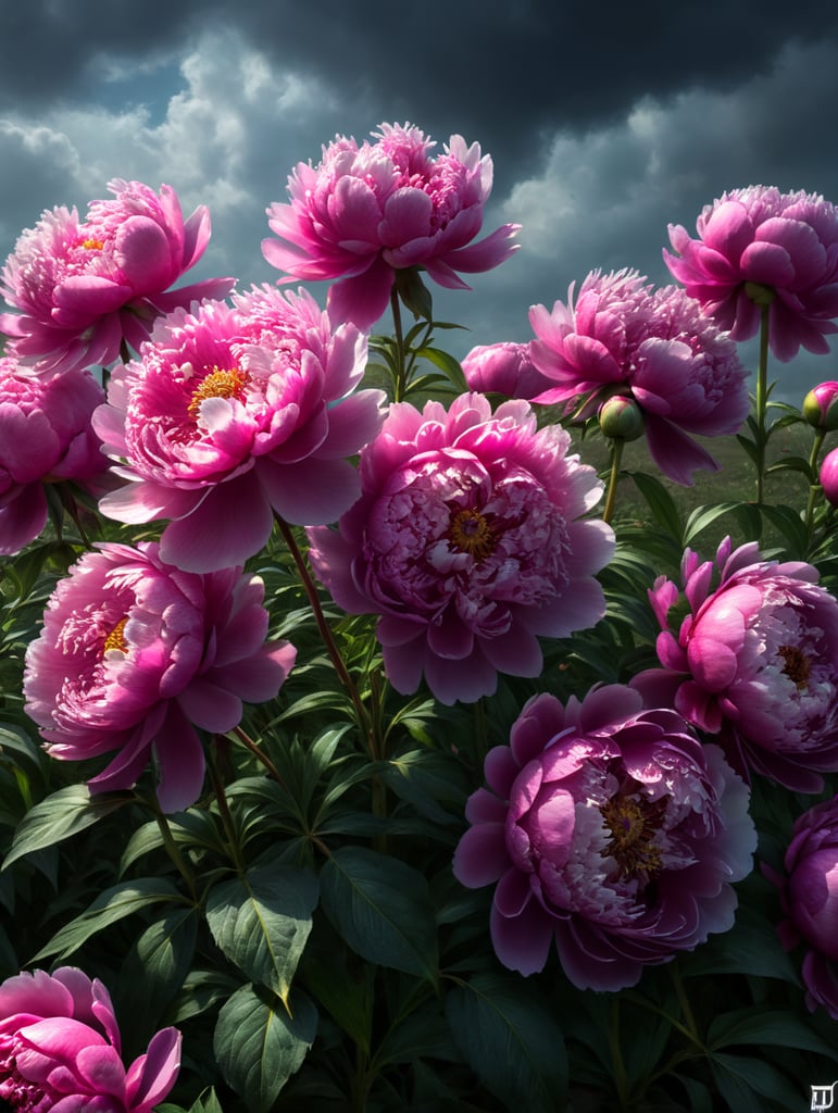 Pink Peonies field