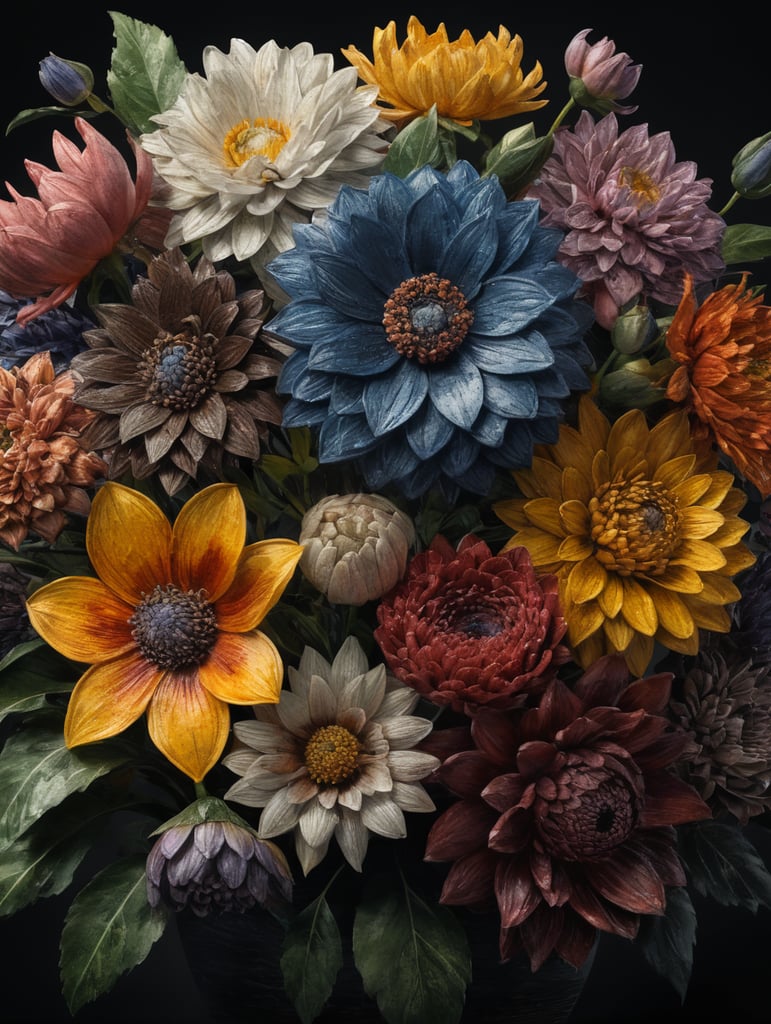 crea water color flowers en 3d