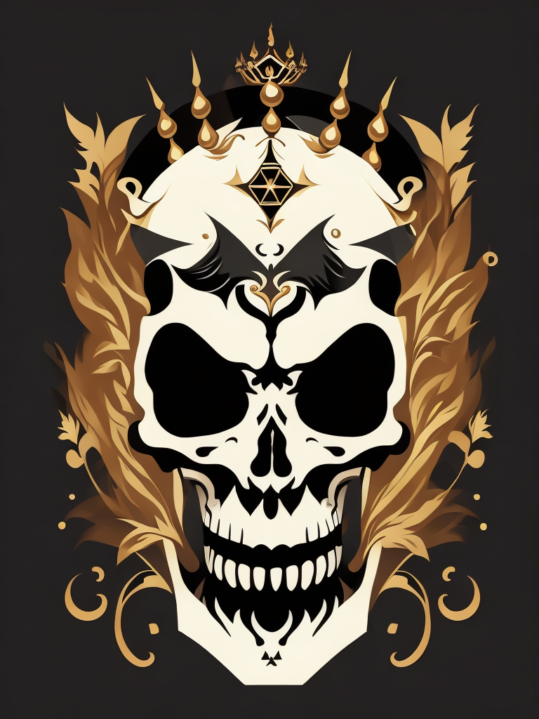 A vector art of a queen skeleton tattoo