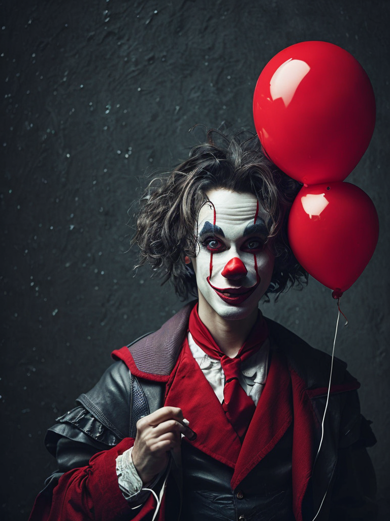 it clown with red baloon