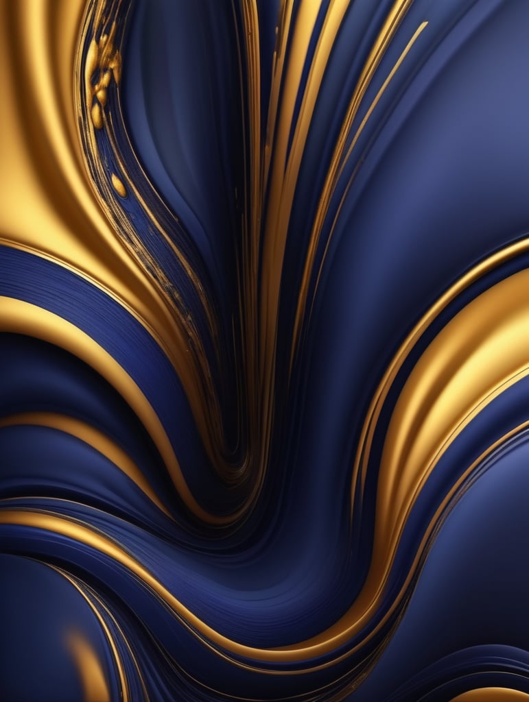 Fluid abstract background, dark indigo, gold, art